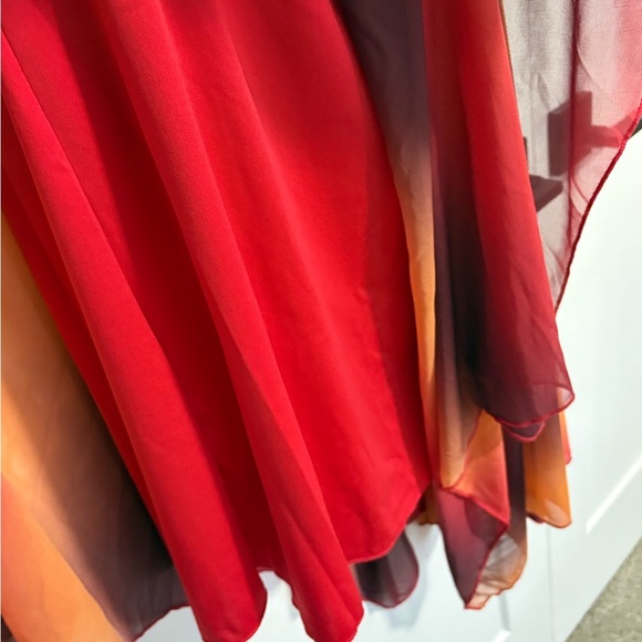 Y2k Elegant Sunset Ombre Midi Prom Dress With Sweetheart Neckline Size Medium - Picture 7 of 16